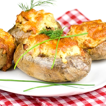 Twice-baked filled jacket potatoes